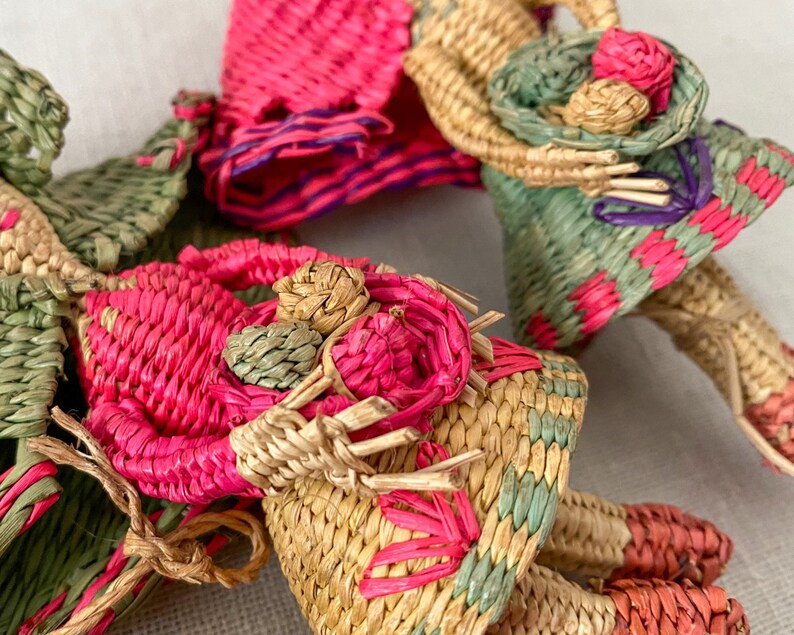 Straw Doll Ornaments Vintage Ecuador Folk Art Woven Straw Etsy