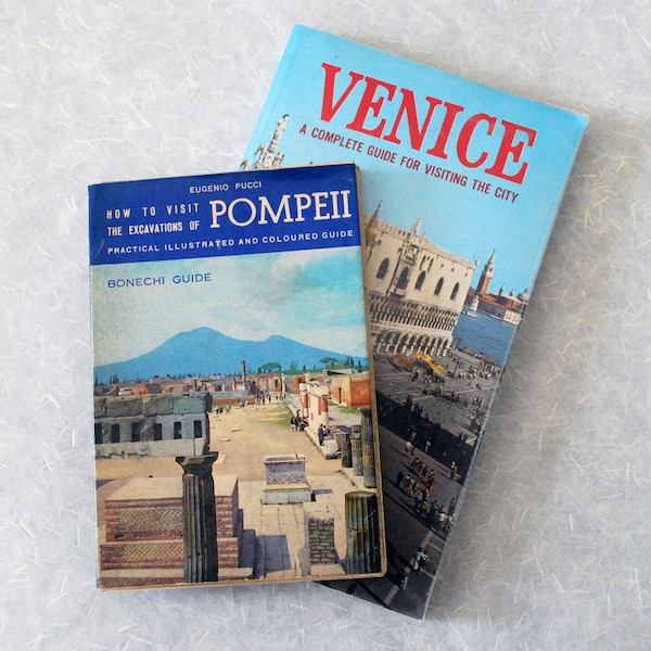 Italian Travel Guidebooks, Vintage Bonechi Guides to Venice and Pompeii