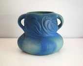 Van Briggle Pottery, 1920s Virginia Creeper Vase, Vintage Art Nouveau Ceramics, Antique Arts and Crafts Decor, Turquoise Blue Glaze