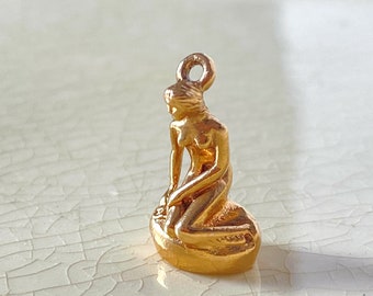 14K Gold Little Mermaid Charm or Pendant, Vintage 1980s Copenhagen Denmark Souvenir