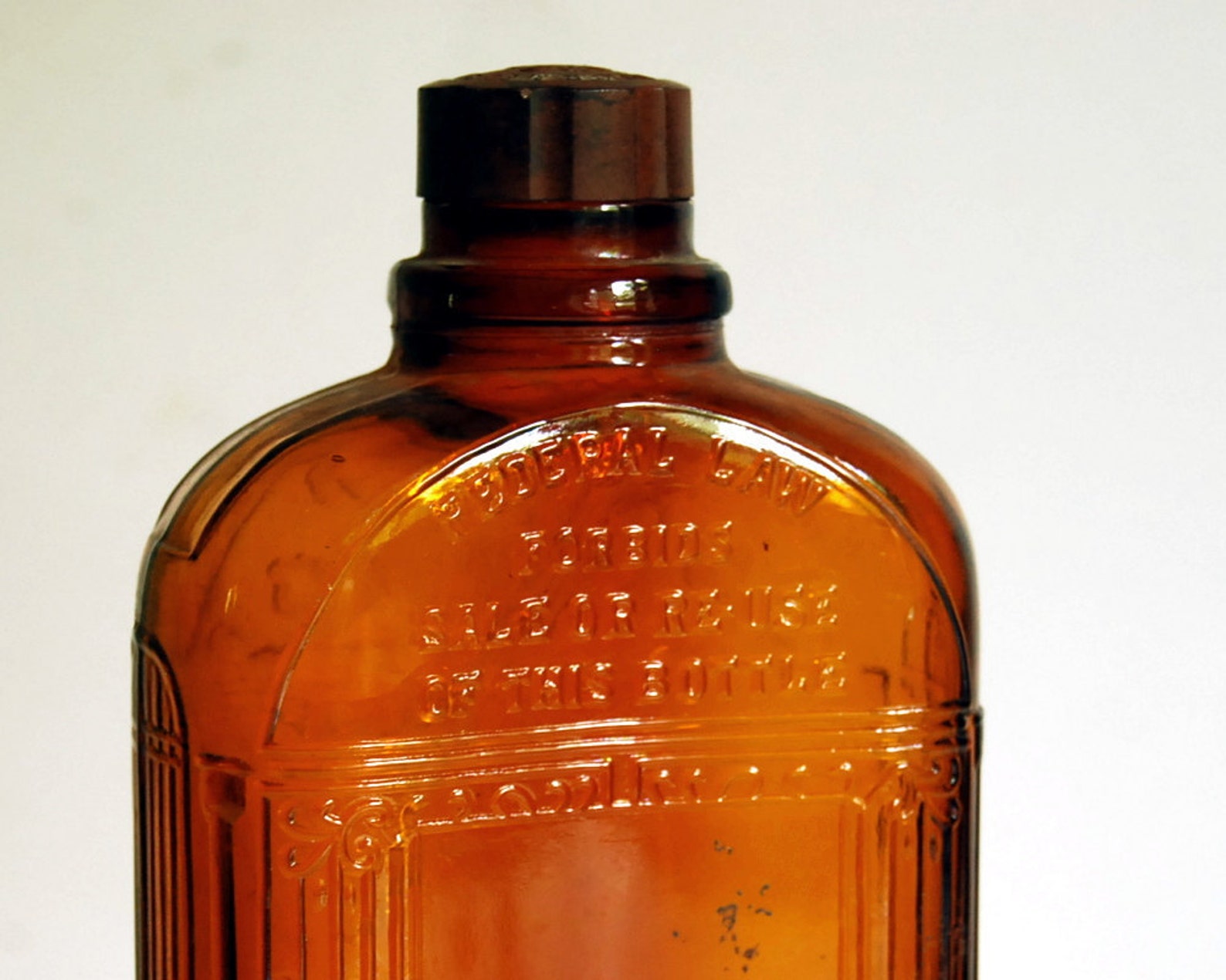 Vintage Hiram Walker Amber Whiskey Bottle with Bakelite Cap Etsy