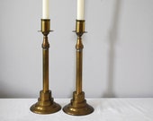 Brass Candle Holders, Vintage Art Deco Candlesticks, Pair of Taper Candle Holders, Rustic or Bohemian Boho Home Decor