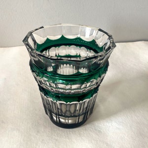 Val Saint-Lambert Crystal Vase, Vintage Art Deco Green and Clear Doubled Glass Vase, Bolero by Charles Graffart image 4