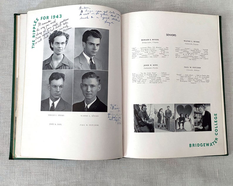 1940s College Yearbook Bridgewater College Virginia Ripples Etsy