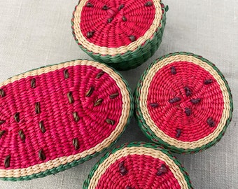 Miniature Watermelon Basket, Choice of One Vintage, Small Hand Woven Basket from South America