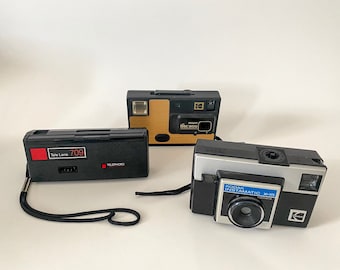 3 1970s - 1980s Cameras, Kodak Disc 3100, Berkey Keystone Tele Lens 709, and Kodak Instamatic X-15