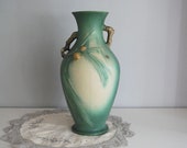 Roseville Green Pine Cone Vase 807-15, 1930s 15" Art Pottery Floor Vase, Arts and Crafts Pottery