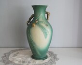 Roseville Green Pine Cone Vase 807-15, 1930s 15" Art Pottery Floor Vase, Arts and Crafts Pottery