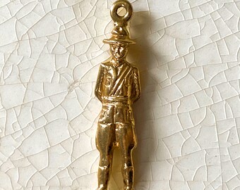 1990s 10K Gold Canadian Mountie Charm or Pendant, Vintage Mounted Policeman, Canada Souvenir