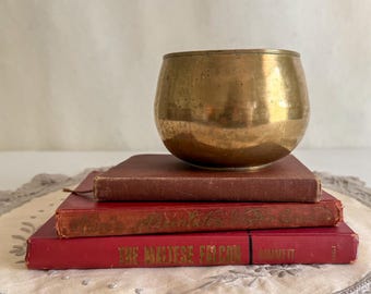 Vintage Brass Bowl or Pot, Korea Brass Flower Vase or Planter