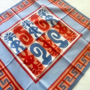 Brazilian Tribal Scarf, Vintage Cotton Tribal Print Scarf by Ana, 22.5 x 21 Inch
