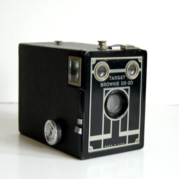 Vintage Target Brownie Six - 20 Camera 1940s Kodak Box Camera Art Deco Collectible Film Camera