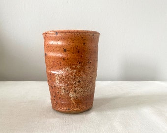 Vintage Studio Pottery Vase, Orange / Brown Glazed Stoneware Vase by Sandy King Martin