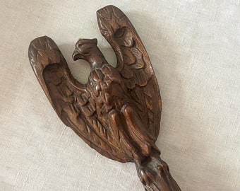 Carved Wood Chair Leg, Vintage Salvage Eagle / Bird Sculpture, Rustic Wall Hanging