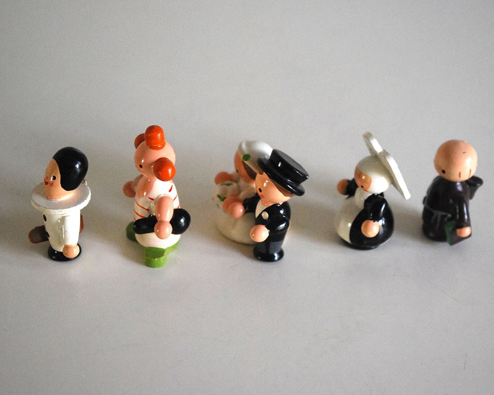Italian Wood Figurines Sevi Miniature People Hand Painted Etsy