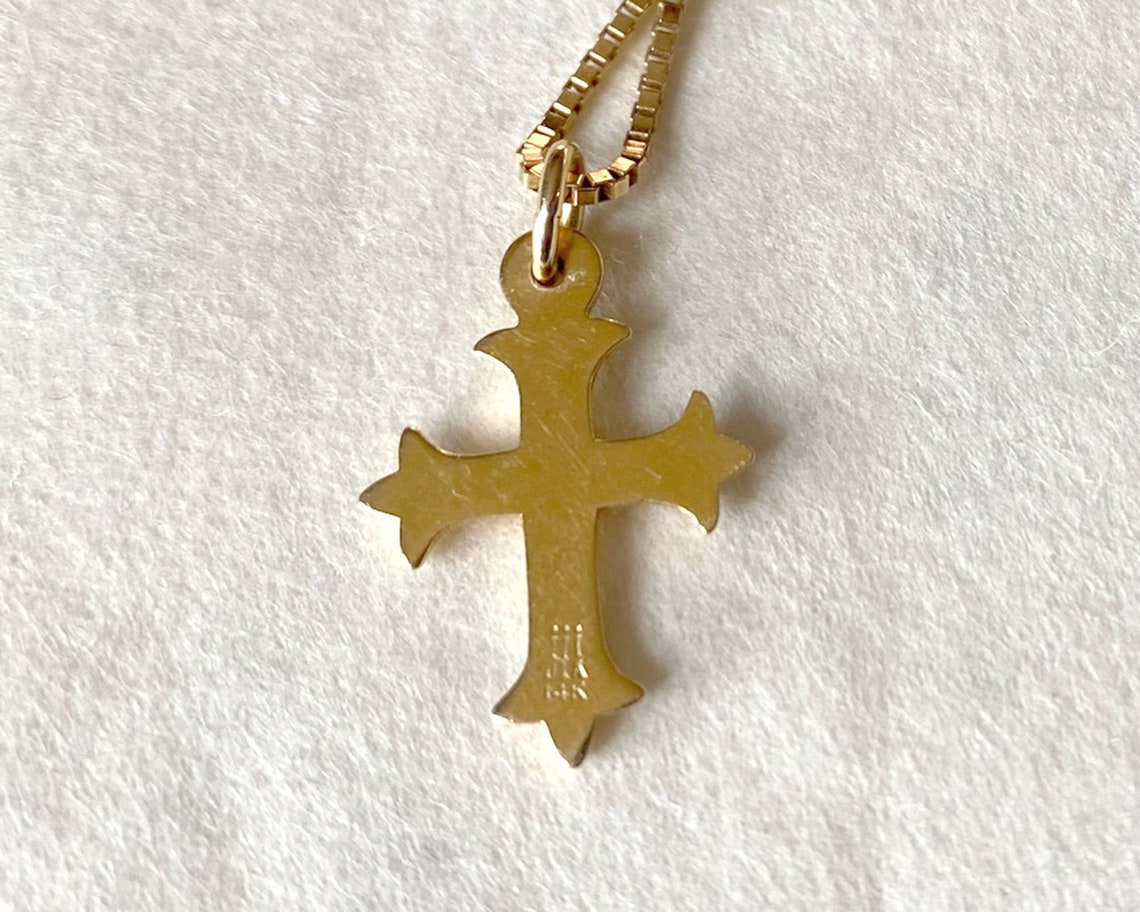 14K Gold James Avery Fleuree Cross Pendant with 1mm 14K Gold | Etsy