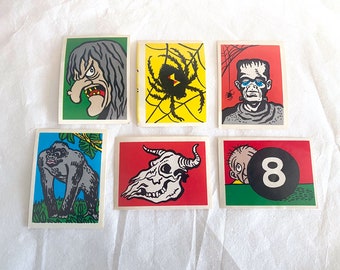 1960s Monster Stickers, Leaf Non-Sport Trading Cards, Vintage Spook Stories