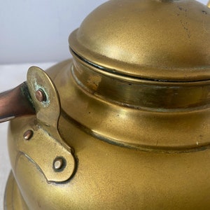 Brass Tea Kettle, Vintage Northern European Primitive Teapot, Shabby Country Kettle image 8