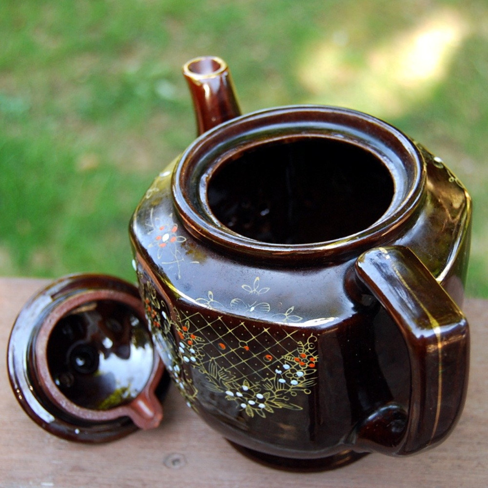 Vintage Brown HandPainted Japanese Teapot Etsy