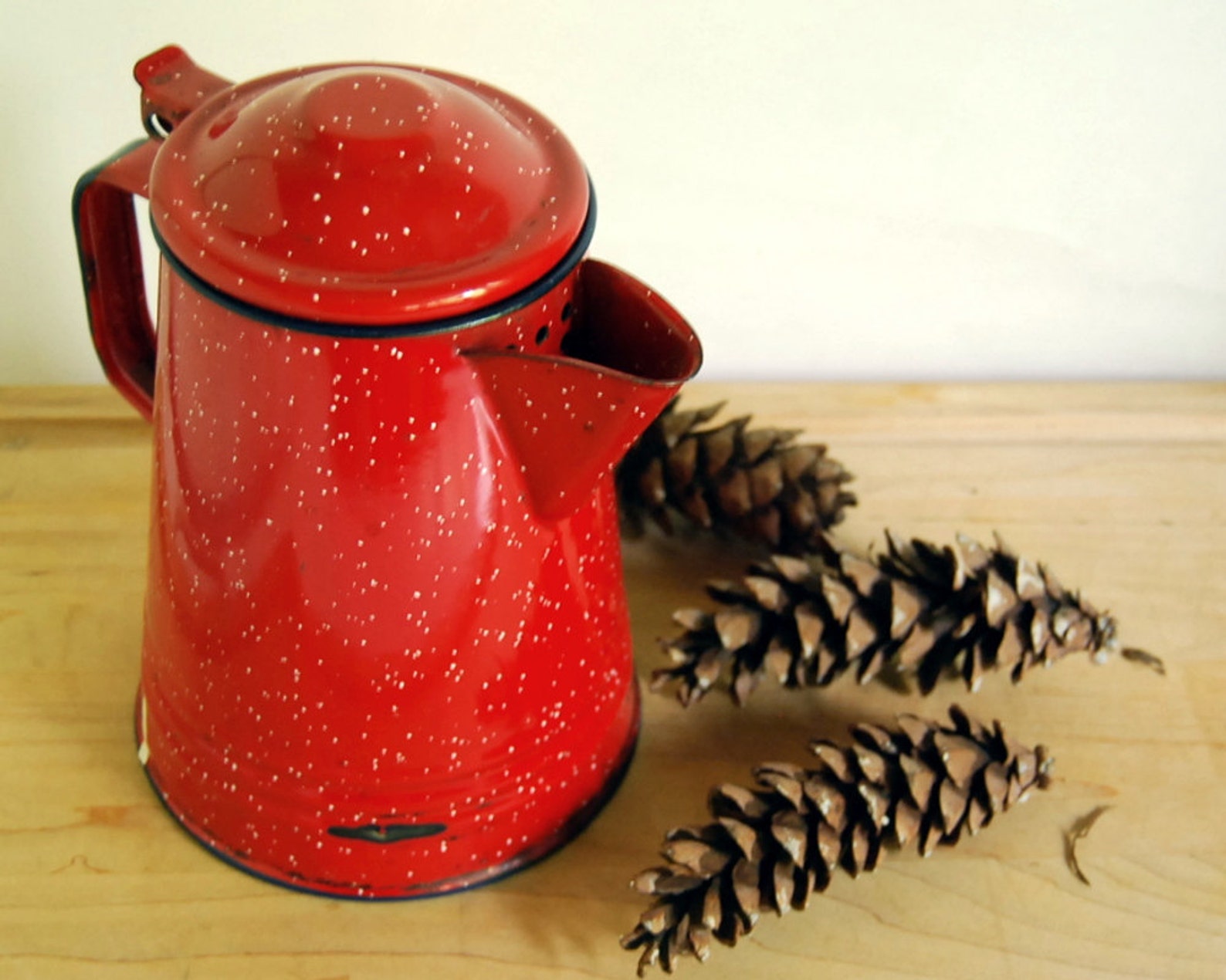 Vintage Red Graniteware Coffee Pot Camping Enamelware Boiler Etsy
