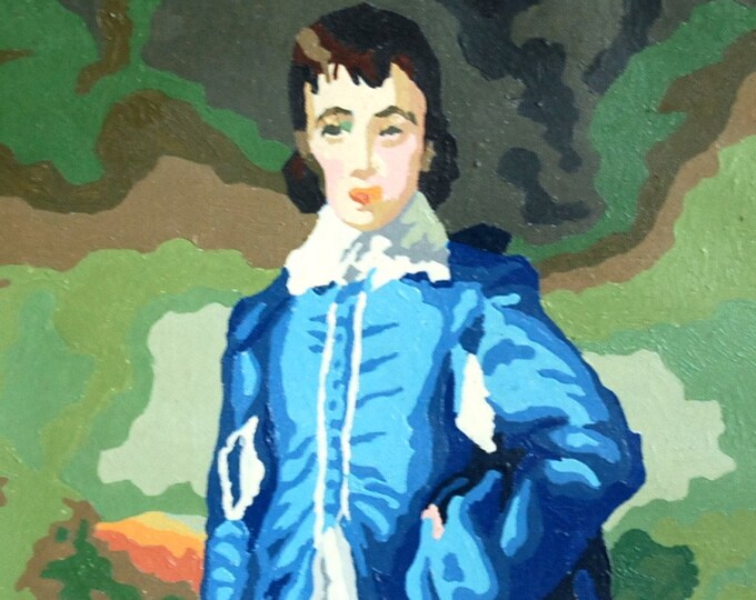 1955 Blue Boy Paint by Number Picture in Oak Frame Etsy