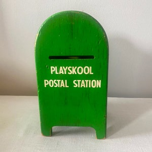 Playskool Postal Station, Vintage 1950s Wooden Toy Mailbox with Blocks image 8