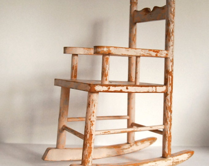 Vintage Doll Rocking Chair Toy Wood Miniature Furniture Shabby Etsy
