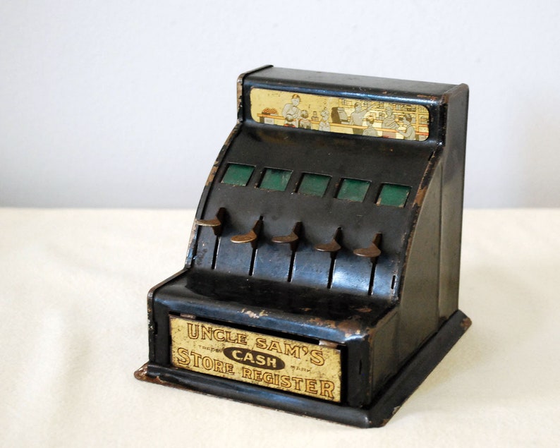Toy Cash Register 1930s Vintage Metal Toy Uncle Sam's Etsy