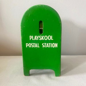 Playskool Postal Station, Vintage 1950s Wooden Toy Mailbox with Blocks image 6