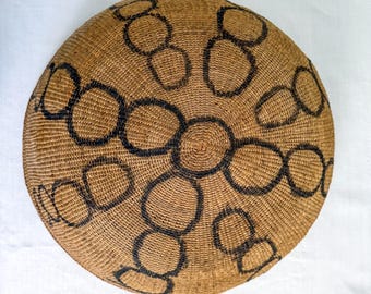 Amazon Indian Basket, Vintage Yanomami, Handwoven in Brazil, Hand Painted Tribal Decor