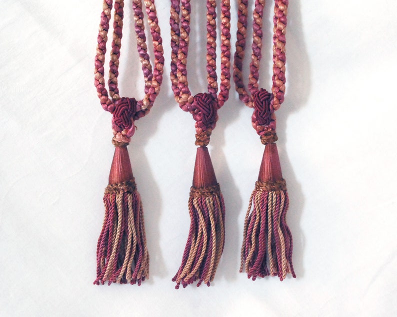 Curtain Ties Plaited Rope And Cord Fringe French Silk Tassels Victorian Home Decor Boho Bohemian Chic Textiles Vintage Drapery Tiebacks Curtains Window Treatments Home Living Vadel Com