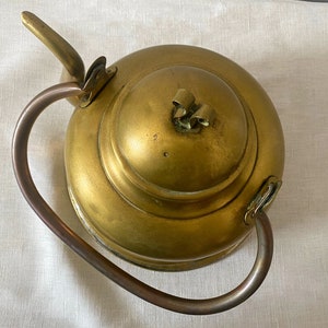 Brass Tea Kettle, Vintage Northern European Primitive Teapot, Shabby Country Kettle image 3