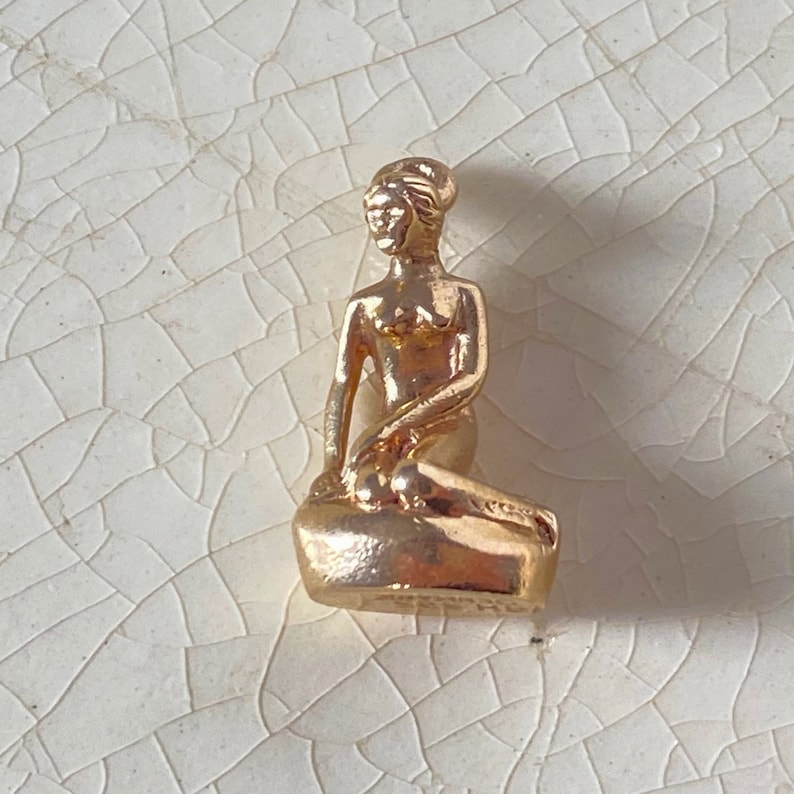 14K Gold Little Mermaid Charm or Pendant, Vintage 1980s Copenhagen Denmark Souvenir image 2