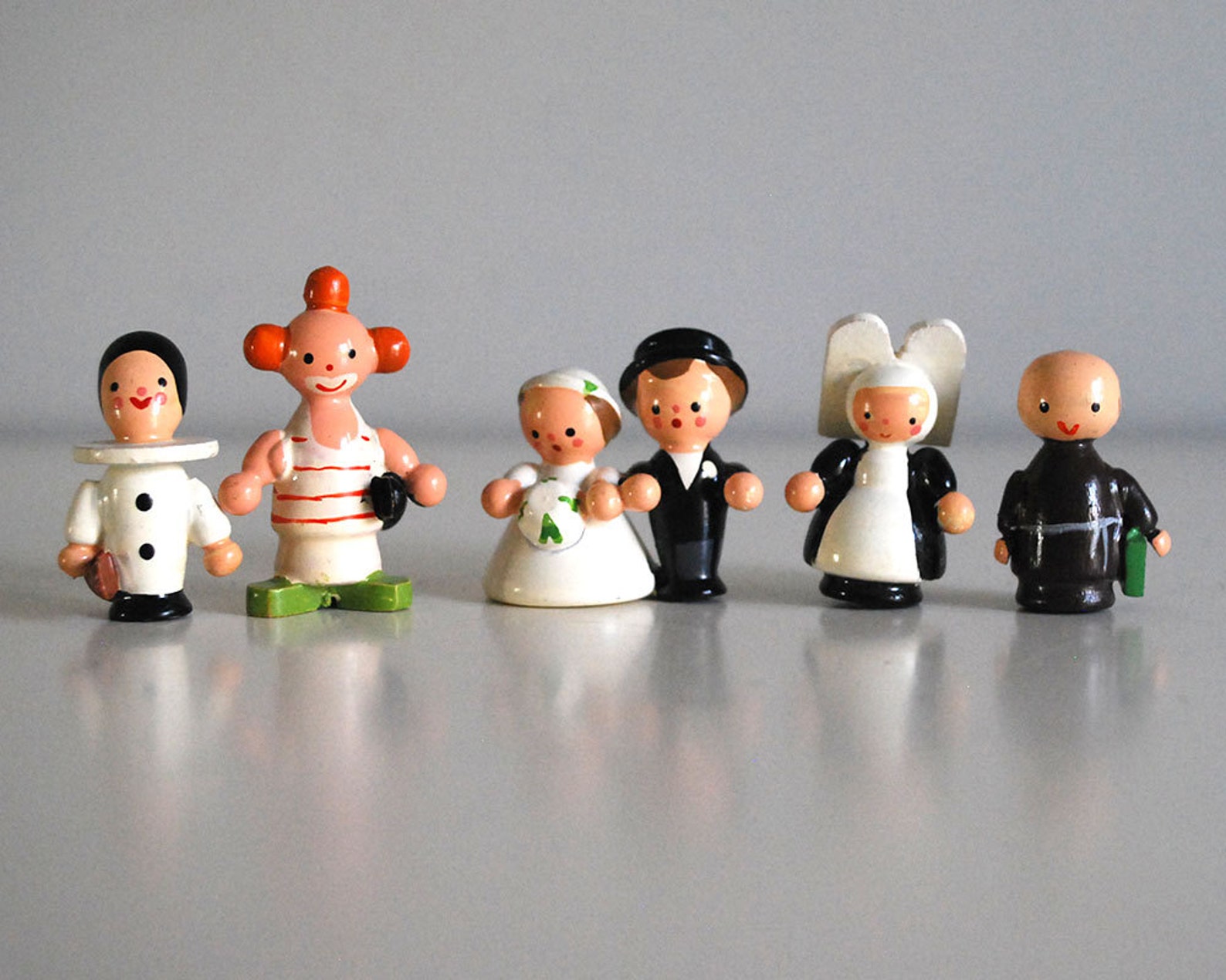Italian Wood Figurines Sevi Miniature People Hand Painted Etsy