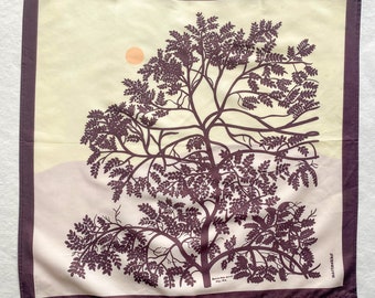 Marimekko Tree in Moonlight Scarf, Vintage 1980s Puu Kuutamossa Bandana or Handkerchief, 20.25 x 21 Inch