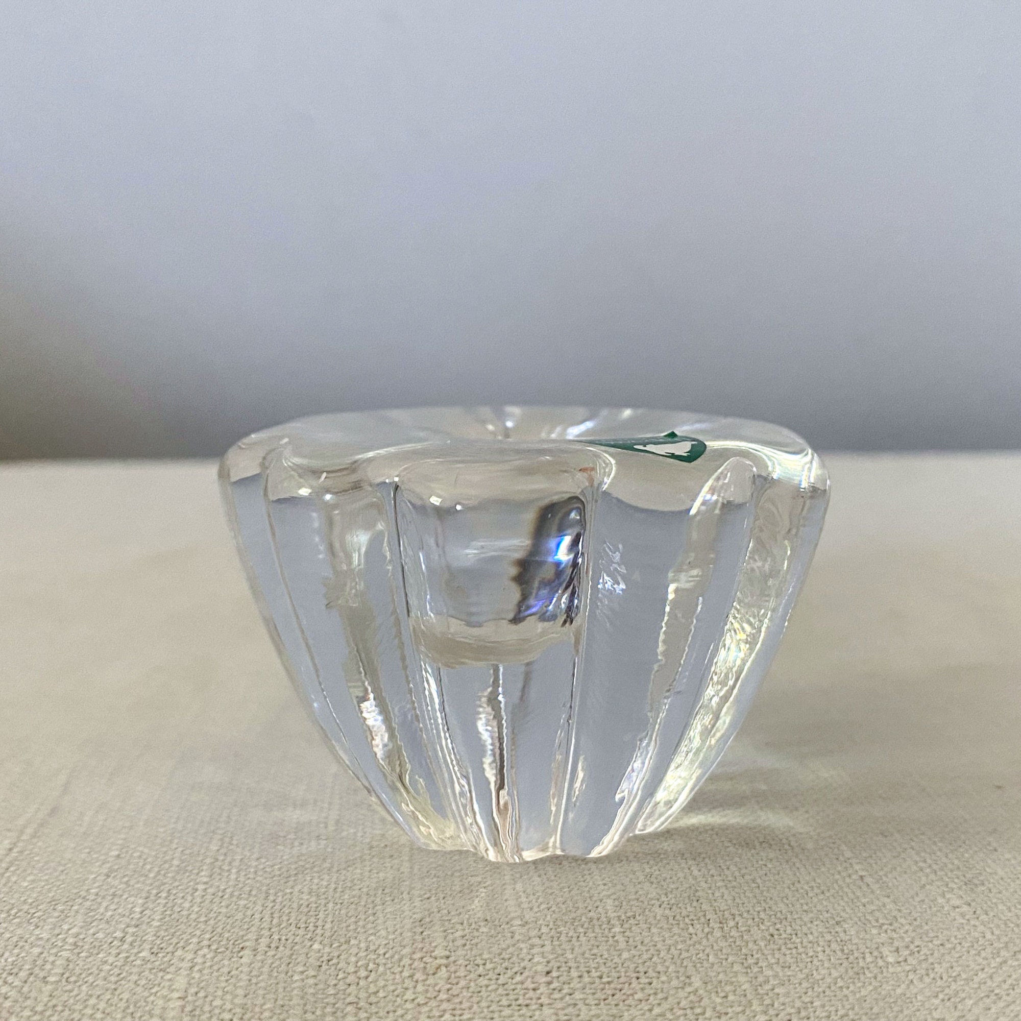 Orrefors Crystal Candlestick, 1980s Vintage Swedish Glass Candle Holder, Stella Polaris Designed Sven Palmqvist