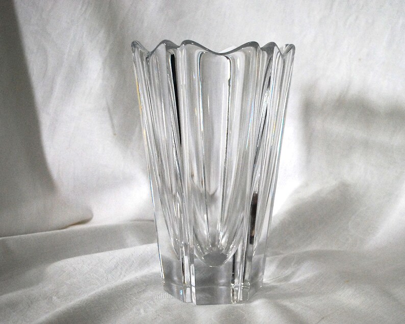 Orrefors Crystal Vase Scandinavian Modern 7 3 4 Inch Corona Etsy