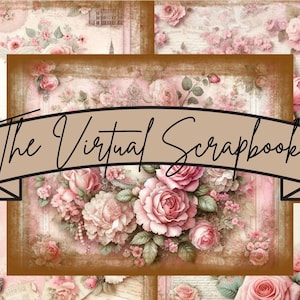 Shabby Chic Pink Rose Collage Junk Journal Full Kit Digital Printable
