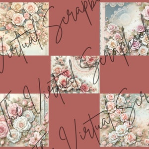Shabby Chic Junk Journal Kit, Roses, Junk Journal Ephemera, Printable, Scrapbooking, Digital Download, Vintage
