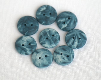 17 mm - 8 pcs. Blue handmade sewing buttons set "Rubbed jeans"