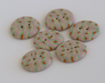23 mm - 6 pcs. Handmade buttons with pattern "Vintage toy"