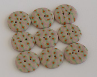 23 mm - 9 pcs. Handmade buttons with pattern "Vintage toy"