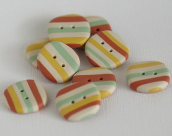 21 mm - 9 pcs. Irregular shaped, rounded corners sewing Buttons with colors stripes "Playful mood"