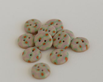 13 mm - 12 pcs. Handmade sewing buttons with pattern "Vintage toy"