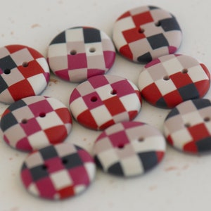 17 mm - 9 pcs. checkered pattern handmade Buttons Set "Harlequin"