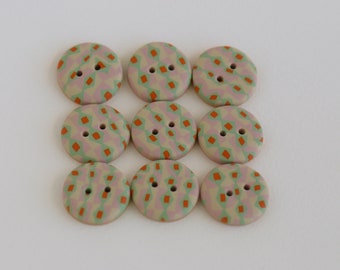 18 mm - 9 pcs. Handmade buttons with pattern "Vintage toy"