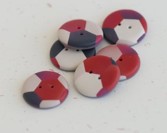 22 mm - 6 pcs. handmade Buttons Set "Hexagonal pattern"