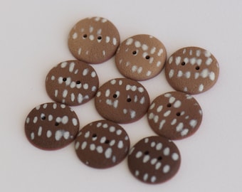 20-21 mm - 9 pcs. brown colors buttons set with dots pattern