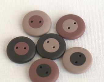 21 mm - 6 pcs. handmade buttons set in brown colors "Three colours"