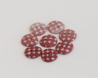 22-23 mm - 8 pcs. Pebble shaped, brick red color buttons with light color cross pattern